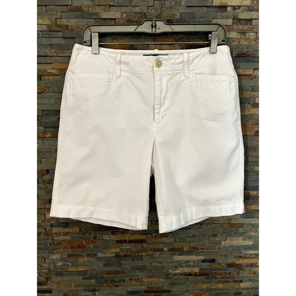 LRL Ralph Lauren Women's Vintage 90s White Flat Front 8.5" Inseam Shorts Size‎ 6